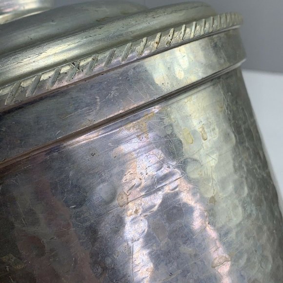 Vintage Ice Bucket Aluminum Hammered with Lid MCM Chrome Silver Bar Mancave - Picture 7 of 7